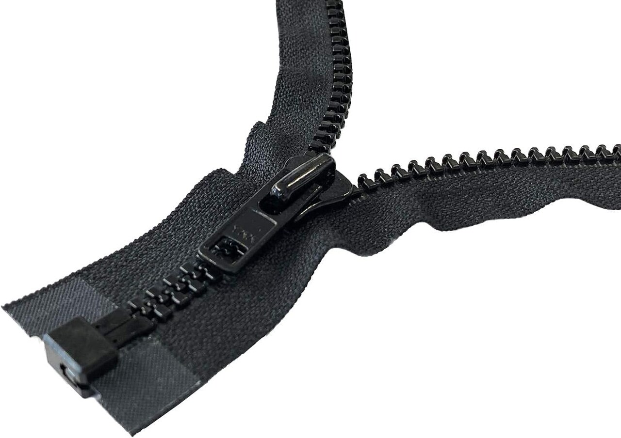 YKK #8 Heavy Duty Vislon Molded Black Separating Jacket Zipper - Color: Black - Made in The United States (1 Zipper Per Pack) (26" Inches)